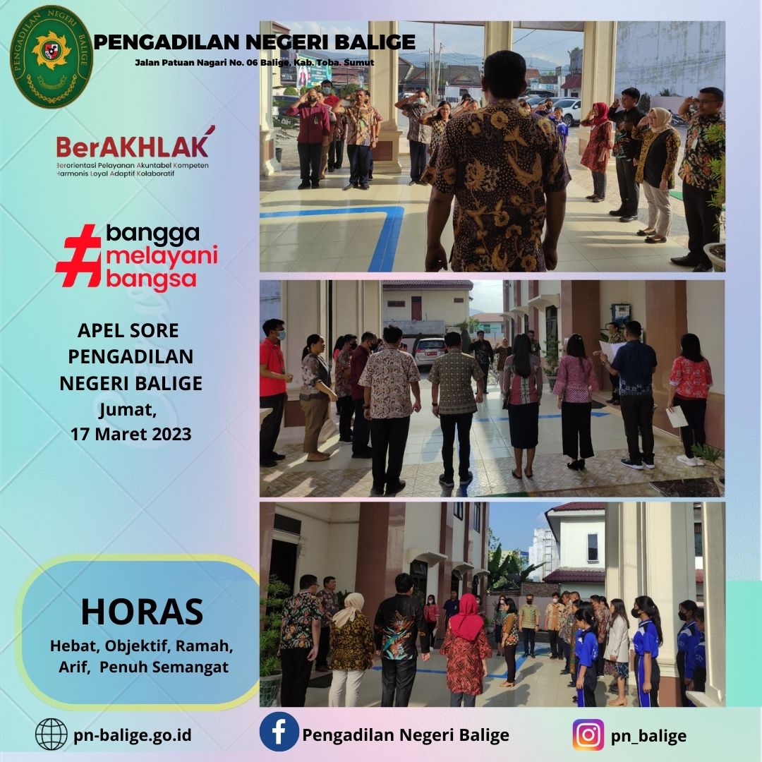 Apel Sore PN Balige Pada Hari Jumat 17 Maret 2023